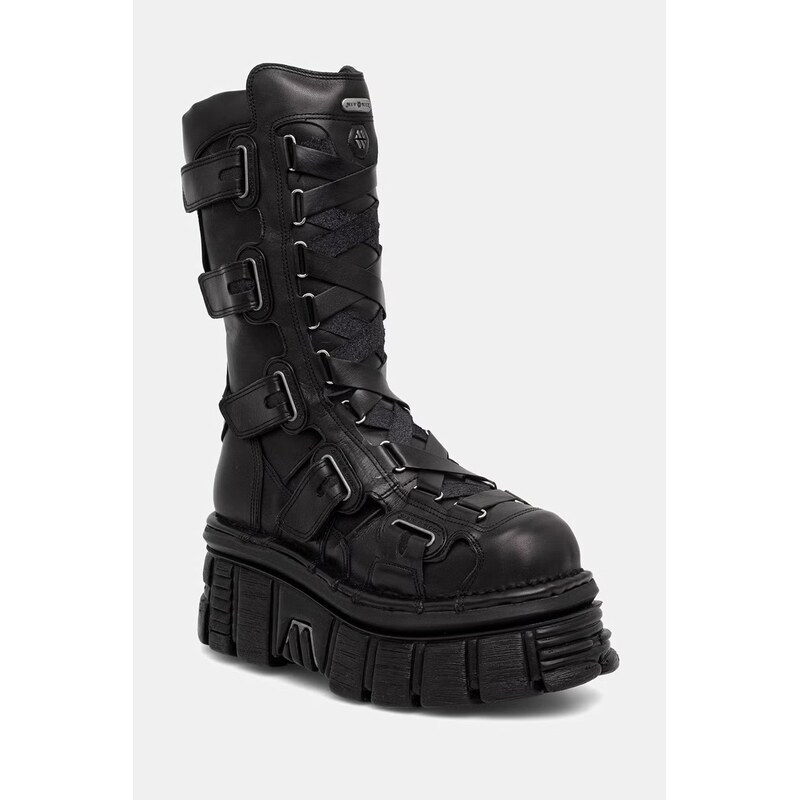 New Rock kozačky nad kolena dámské kožené ITALI NEGRO, NOMADA