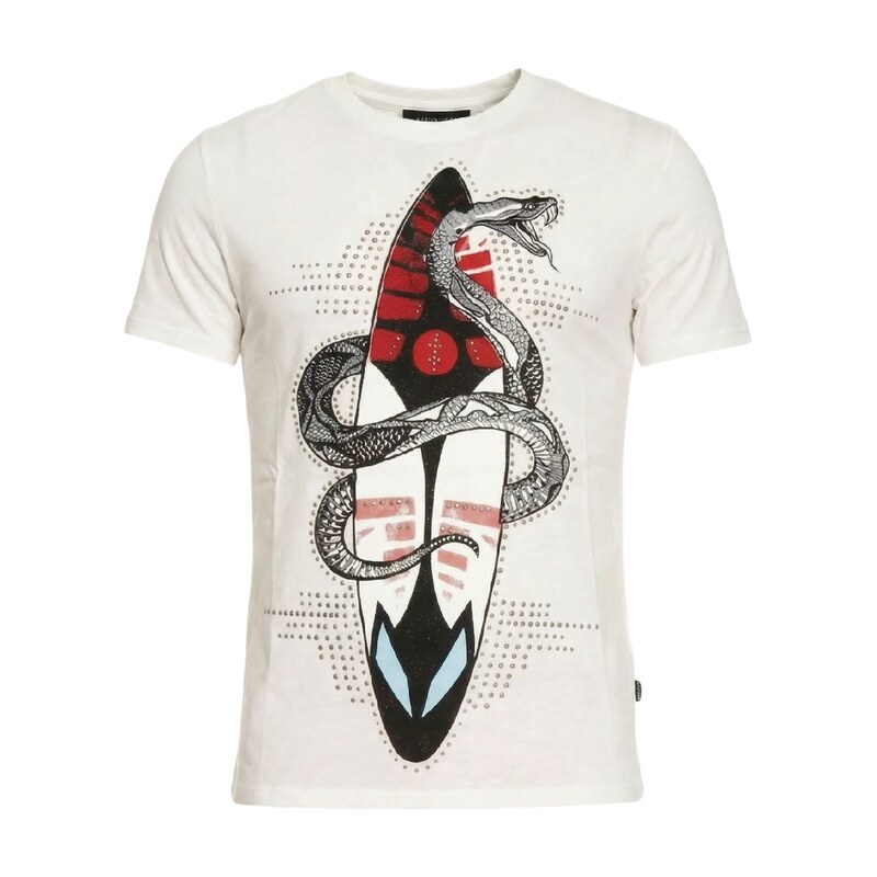 JUST CAVALLI Snake Bílé pánské tričko