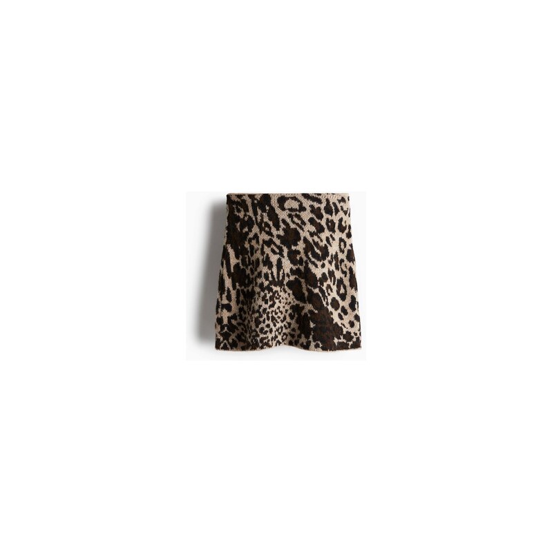 H&M - Sukně z žakárového úpletu - Béžová/Leopardí Potisk