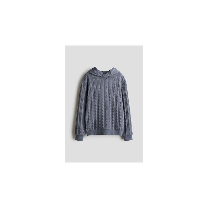 H&M - Mikinas efektem copánkového vzoru as kapucí - Ocelová Modř