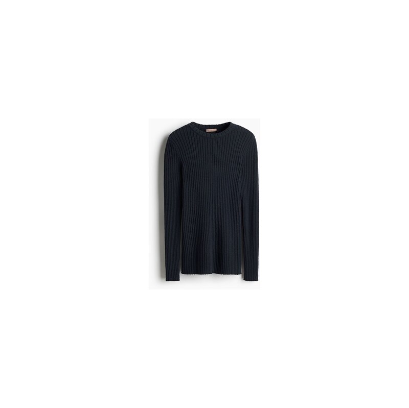 H&M - Top z žebrovaného úpletu - Tlumená Černá