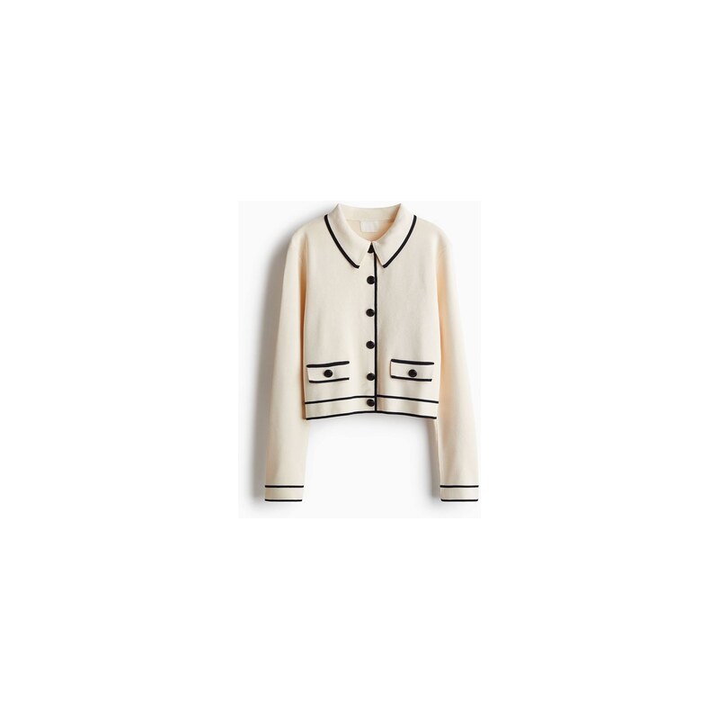 H&M - Propínací svetrs límcem - Krémová