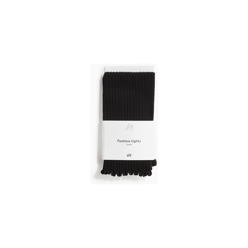 H&M - Punčocháče střih legíny z žebrovaného úpletu - Černá