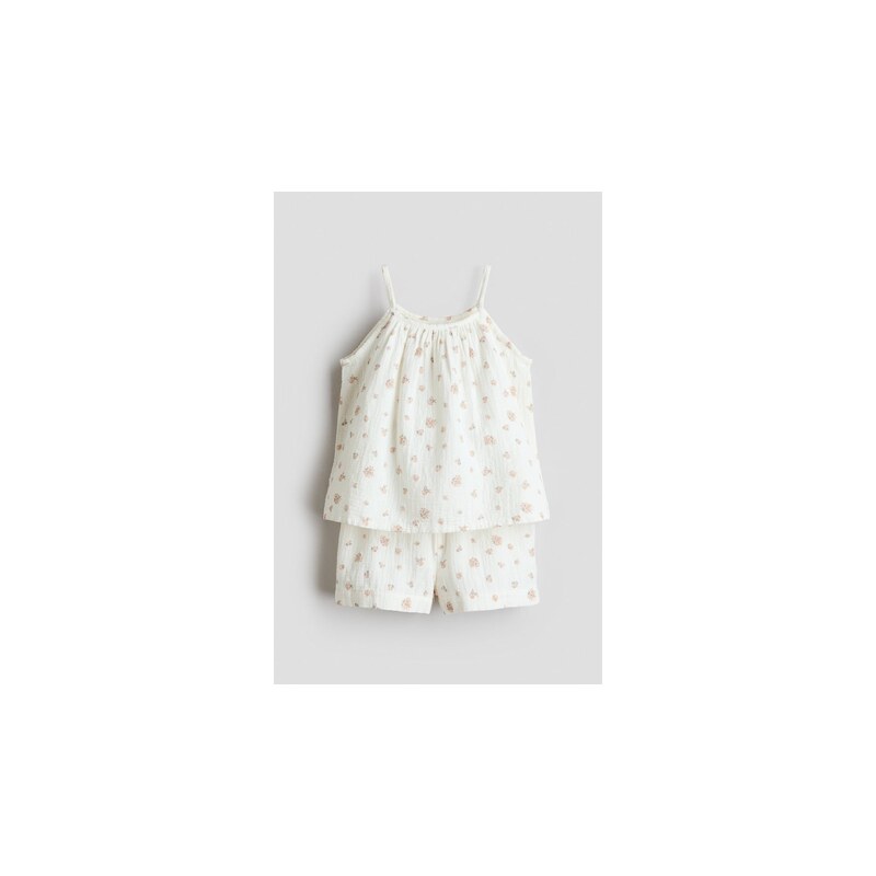 H&M - Dvoudílná souprava z bavlněného mušelínu - Krémová/Květiny