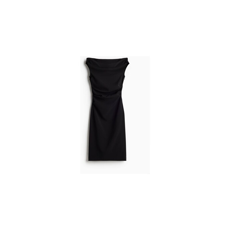 H&M - Řasené keprové šaty - Černá