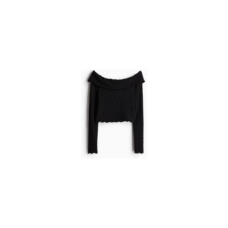 H&M - Tops texturou odhalující ramena - Černá