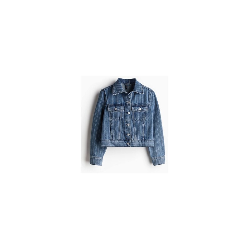 H&M - Džínová bunda - Denim Blue/Tenký Proužek
