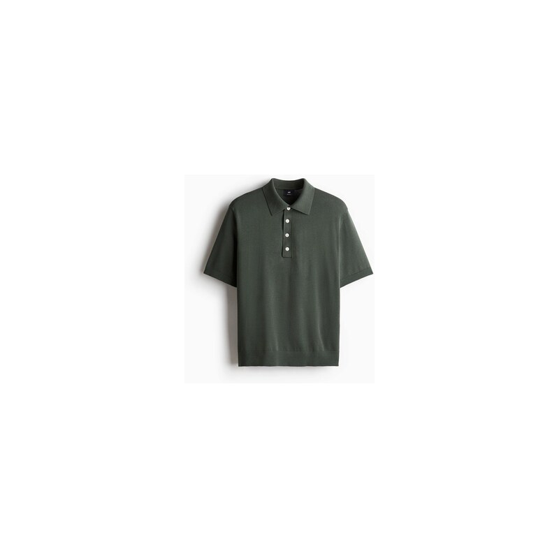 H&M - Top z jemného úpletus límečkem Regular Fit - Tmavě Zelená