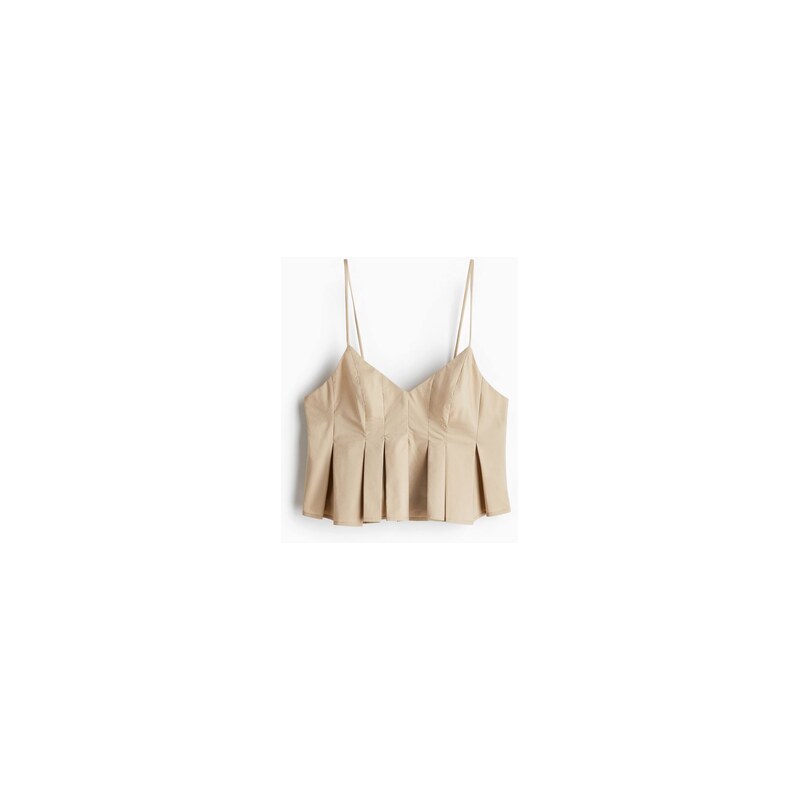 H&M - Skládaný top na ramínka - Béžová