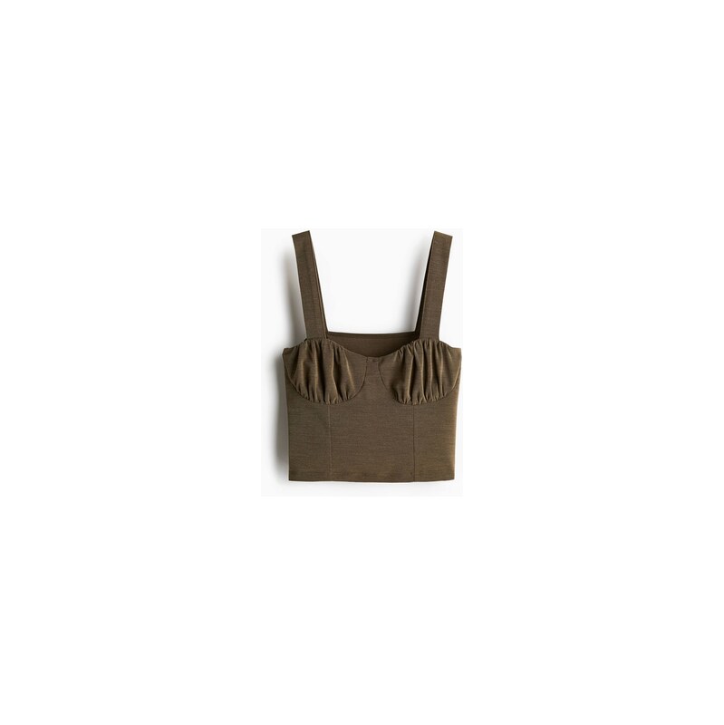 H&M - Braletkový top - Tmavě Zelená Khaki