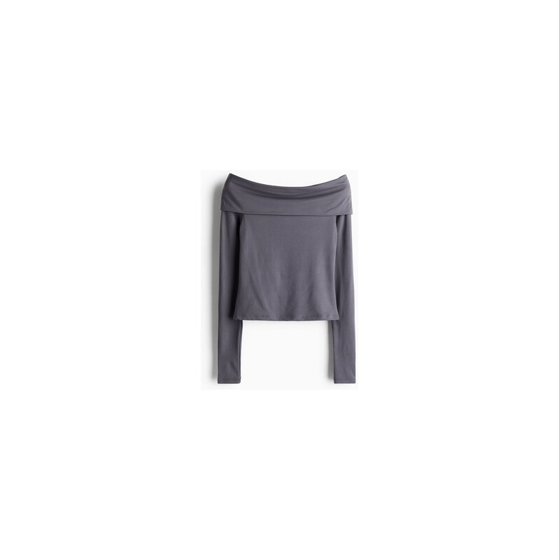 H&M - Top odhalující ramena - Tmavě Šedá