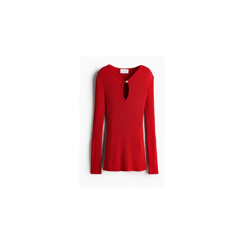 H&M - Top z žebrovaného úpletu - Jasně Červená