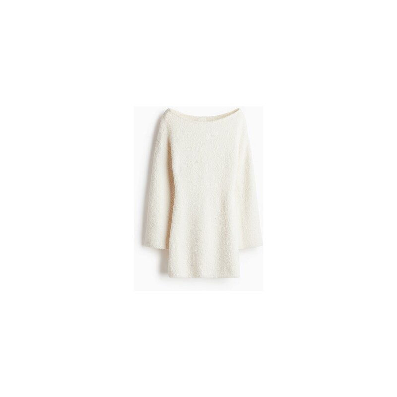 H&M - Pletené šaty z buklé - Krémová
