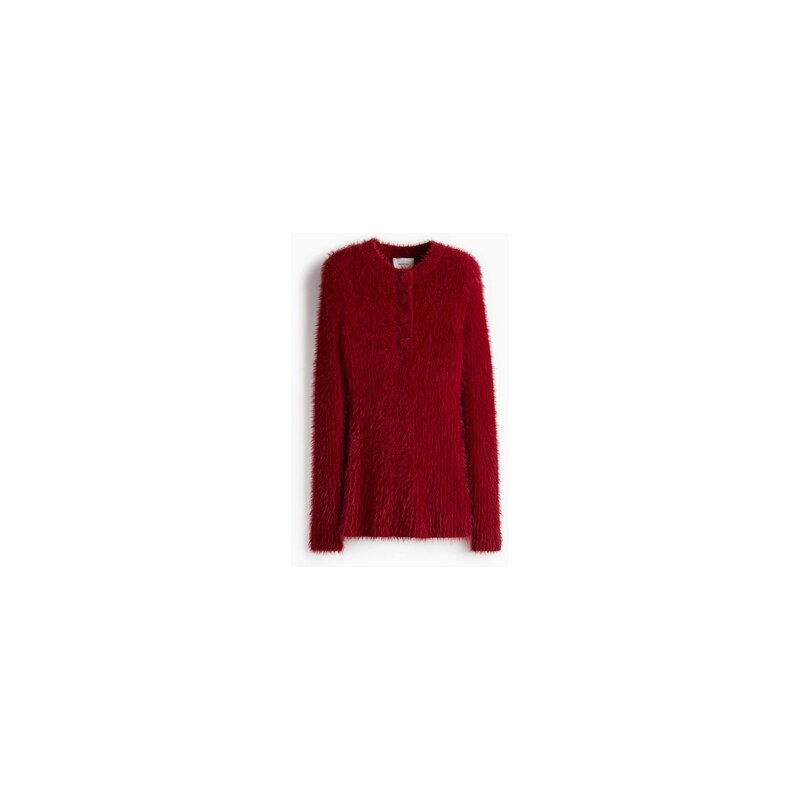 H&M - Svetr z huňatého úpletu - Tmavě Červená