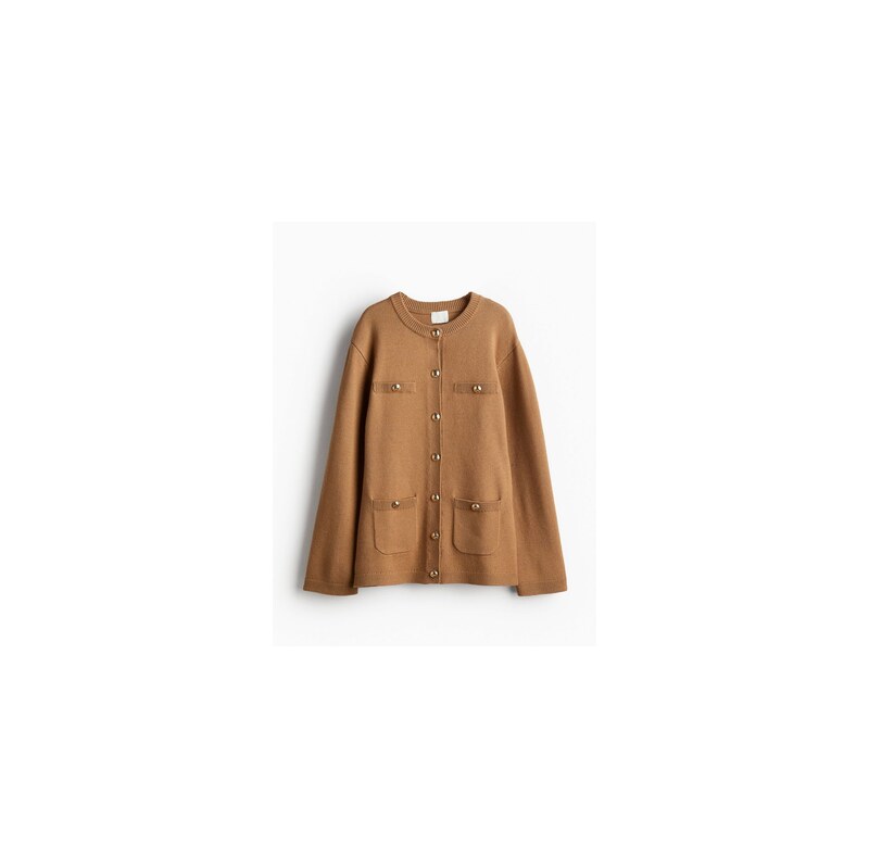 H&M - Propínací svetrs knoflíkovými detaily - Tmavě Béžová