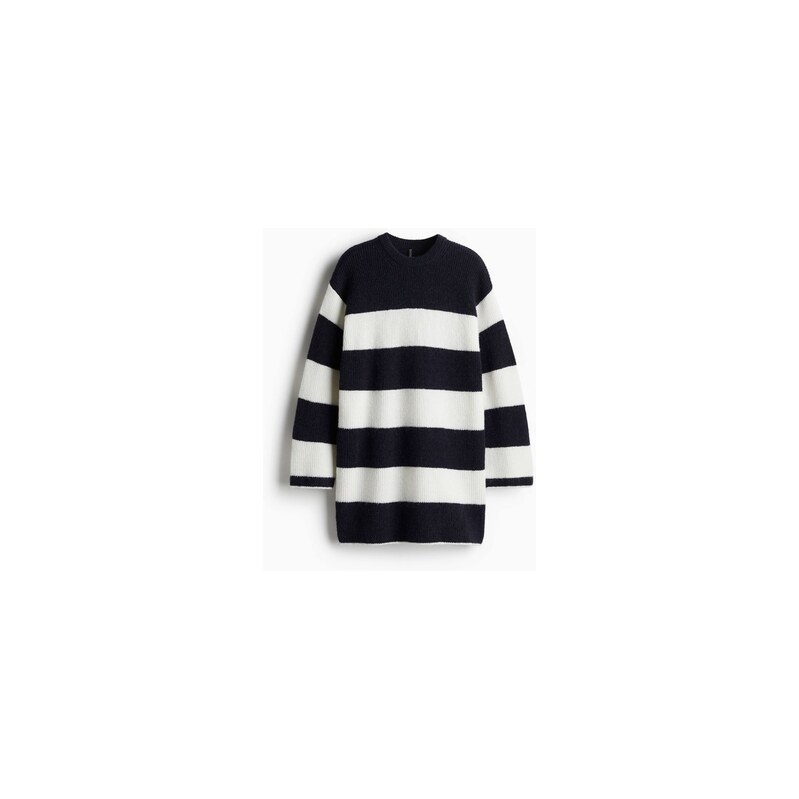 H&M - Šaty z žebrovaného úpletu - Námořnická Modř/Proužky