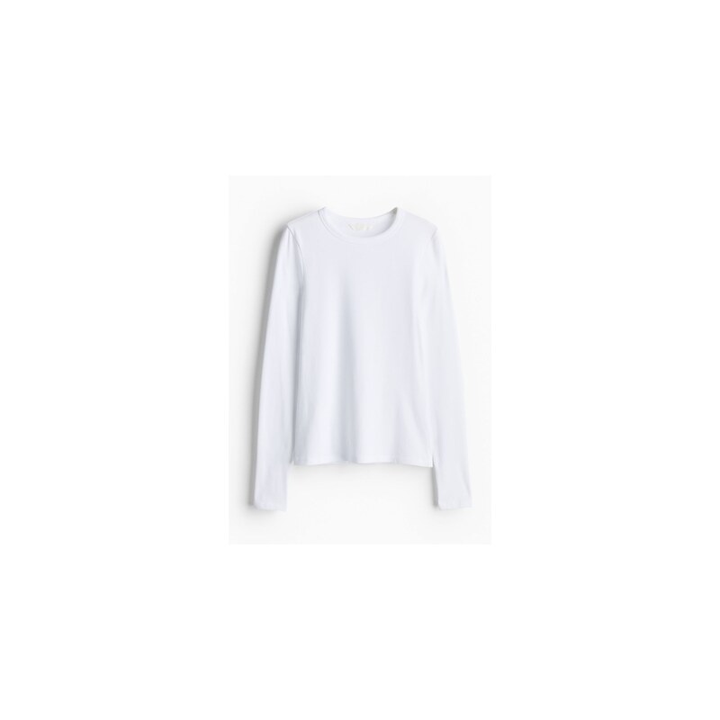 H&M - Žerzejové trikos dlouhým rukávem - Bílá