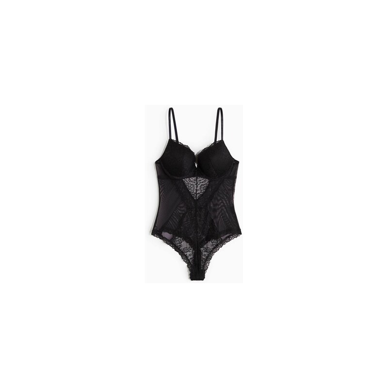 H&M - Krajkové body thong push-up - Černá