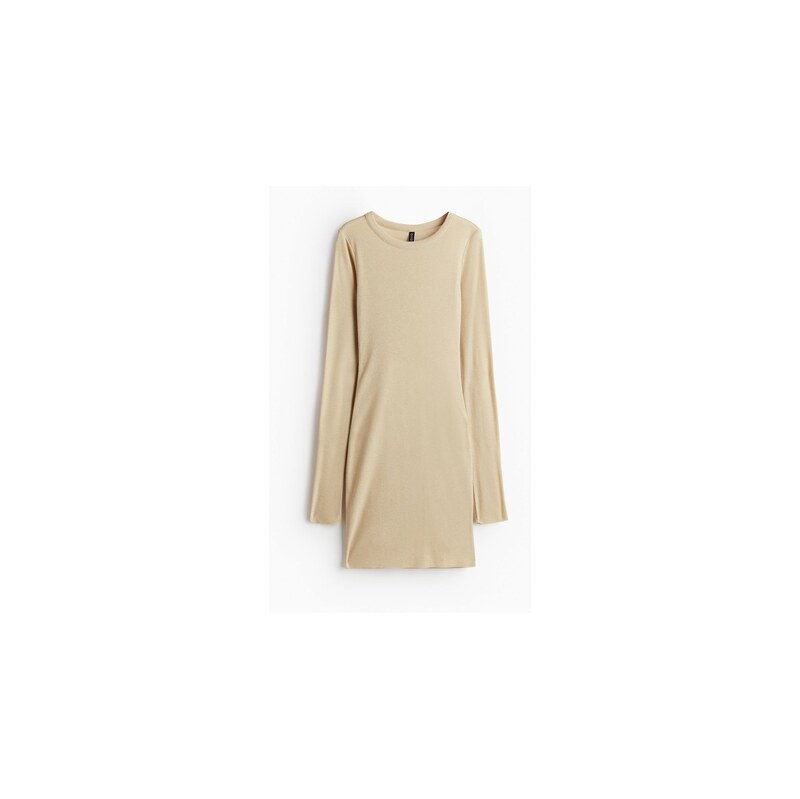 H&M - Žebrované šaty bodycon - Béžový Melír