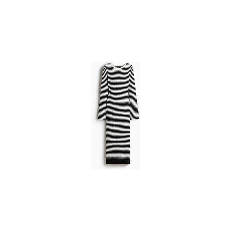 H&M - Šaty bodycon z žebrovaného úpletu - Krémová/Proužky