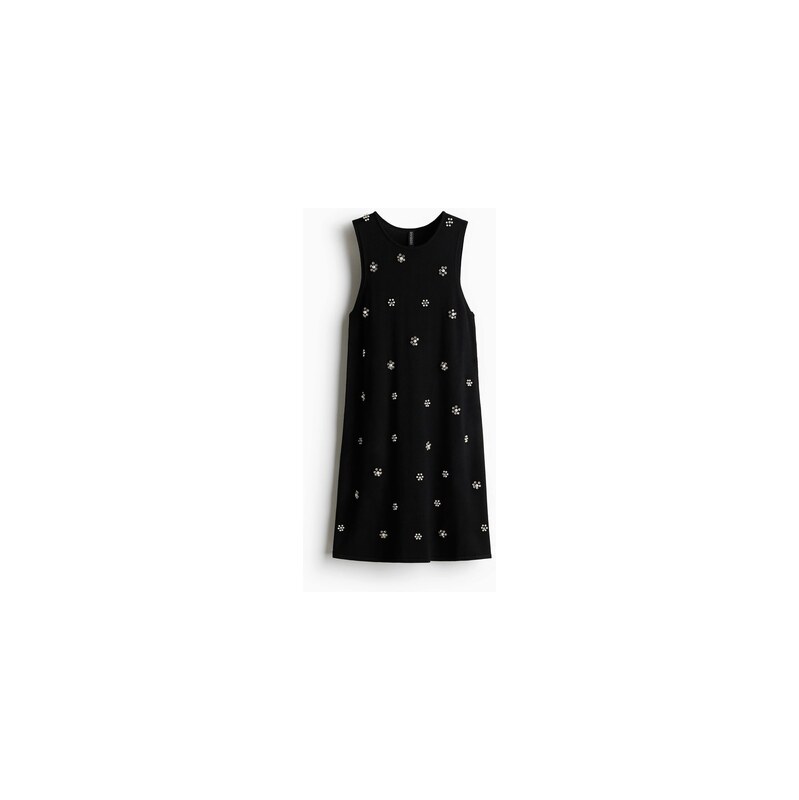 H&M - Zdobené šaty z jemného úpletu - Černá/Květiny