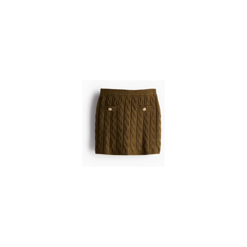 H&M - Minisukně s copánkovým vzorem - Tmavě Zelená Khaki