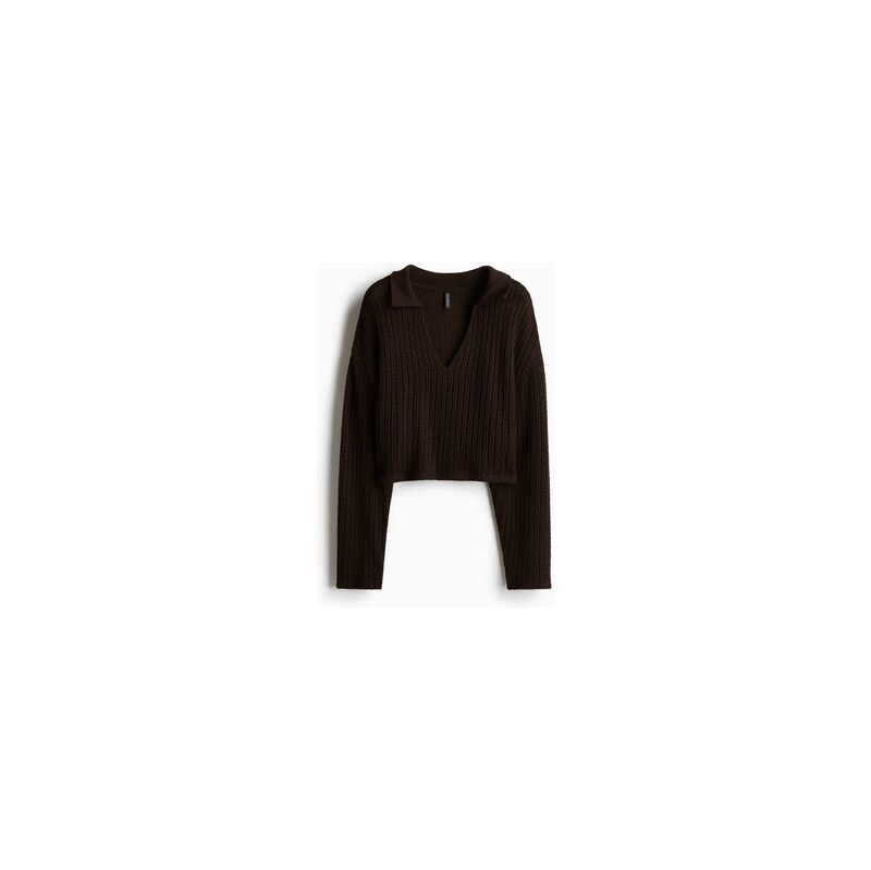 H&M - Oversized svetrs efektem copánkového vzoru - Tmavě Hnědá