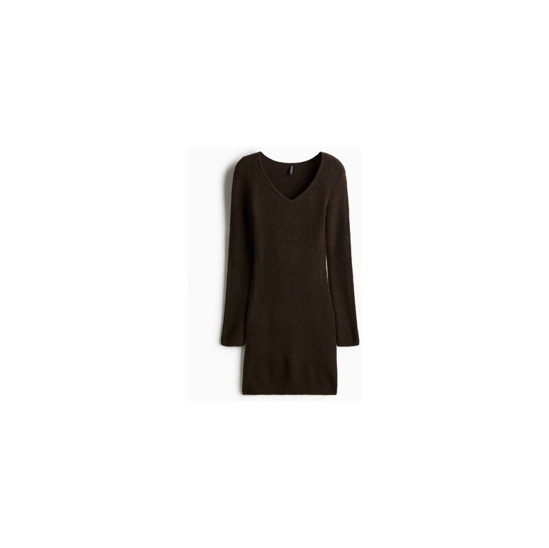 H&M - Šaty bodycon z žebrovaného úpletu - Tmavě Hnědá
