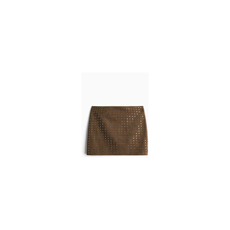 H&M - Minisukně zdobená štrasem - Tmavě Zelená Khaki