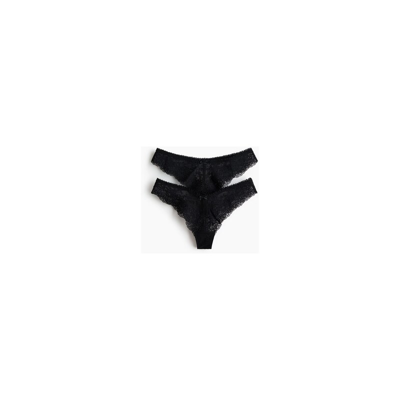 H&M - Krajkové kalhotky brazilian 2 kusy - Černá