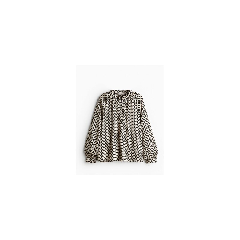 H&M - Halenkas balonovým rukávem - Krémová/Vzor