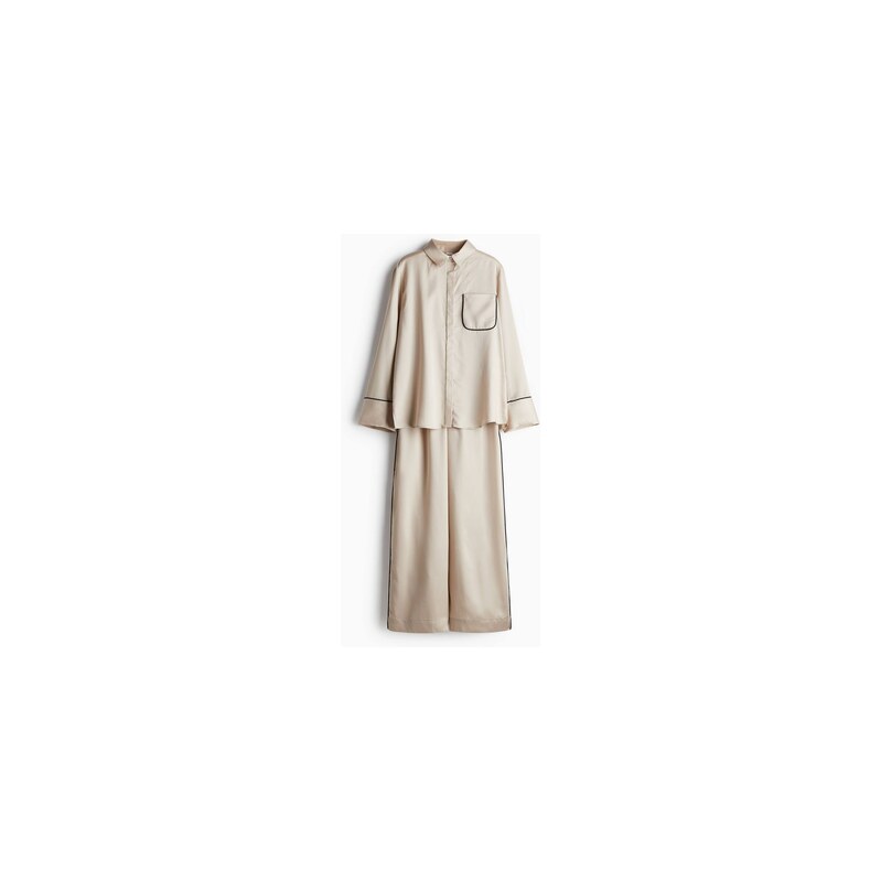 H&M - Saténové pyžamo - Béžová