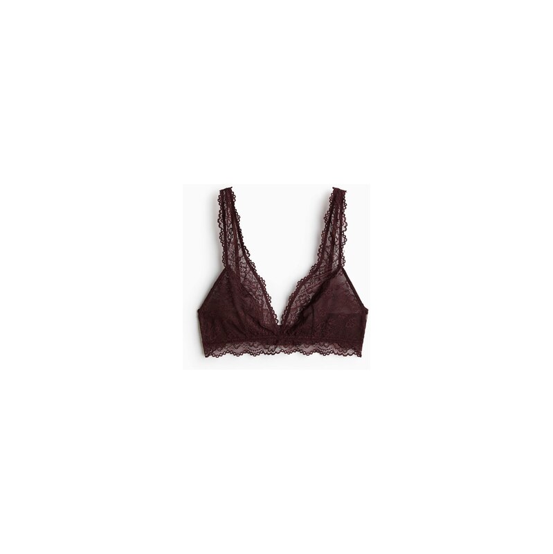 H&M - Měkká krajková podprsenka - Tmavě Hnědá