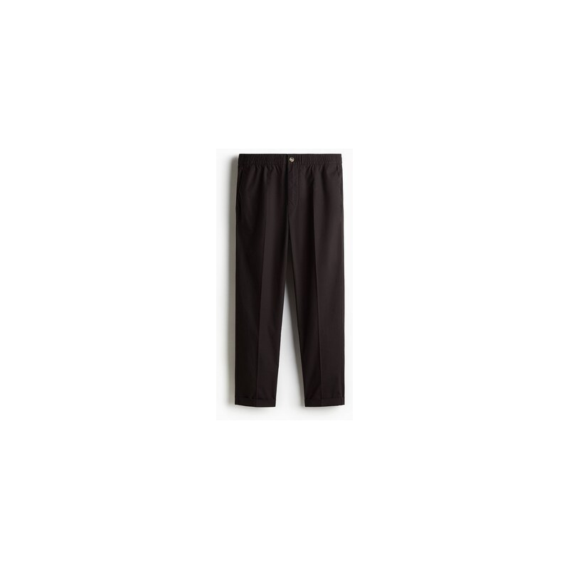 H&M - Bavlněné kalhoty Cropped Regular Fit - Tmavě Hnědá