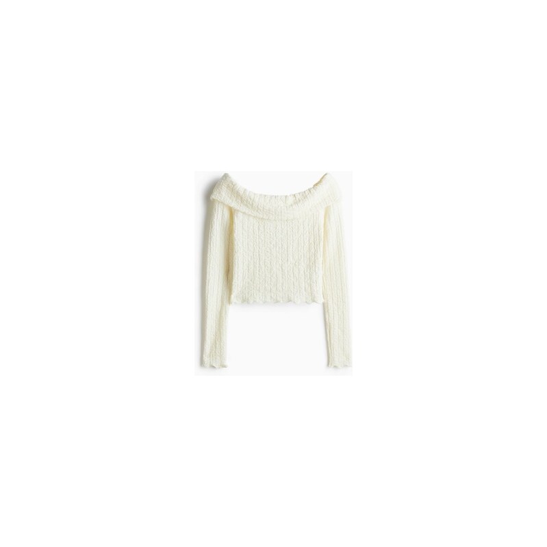 H&M - Tops texturou odhalující ramena - Krémová