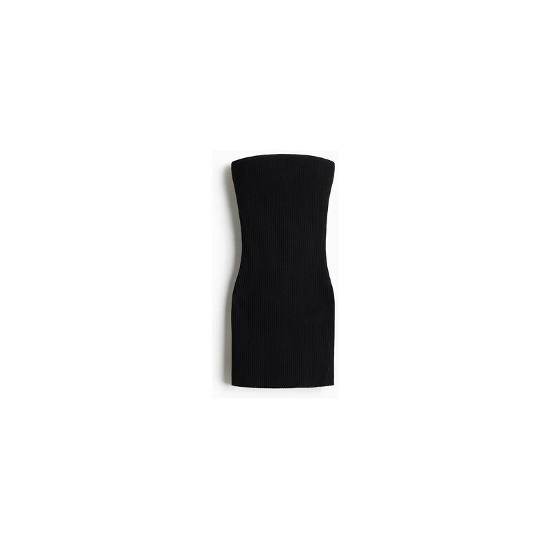 H&M - Šaty bandeau z žebrovaného úpletu - Černá