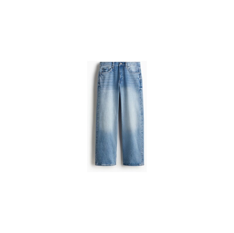 H&M - Loose Straight Jeans - Světlý Denim Blue