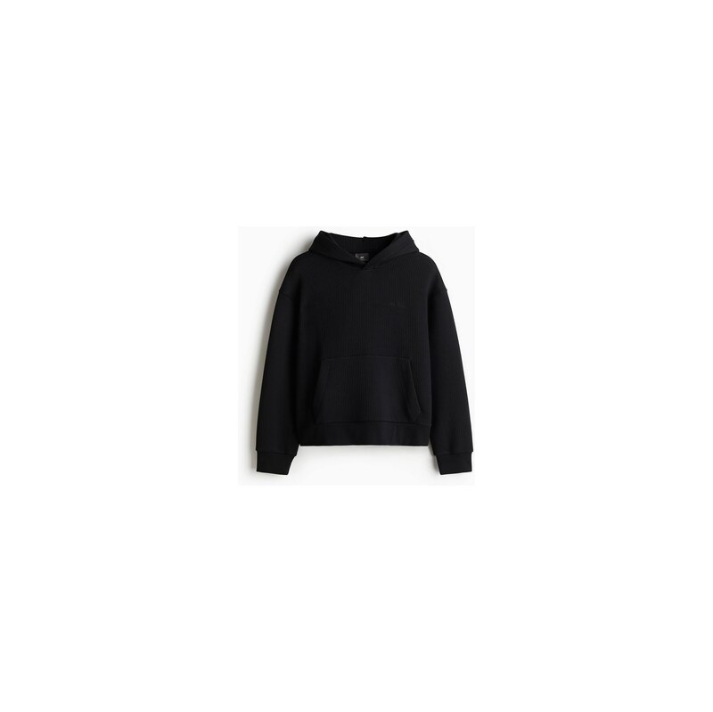 H&M - Žebrovaná mikinas kapucí Loose Fit - Černá