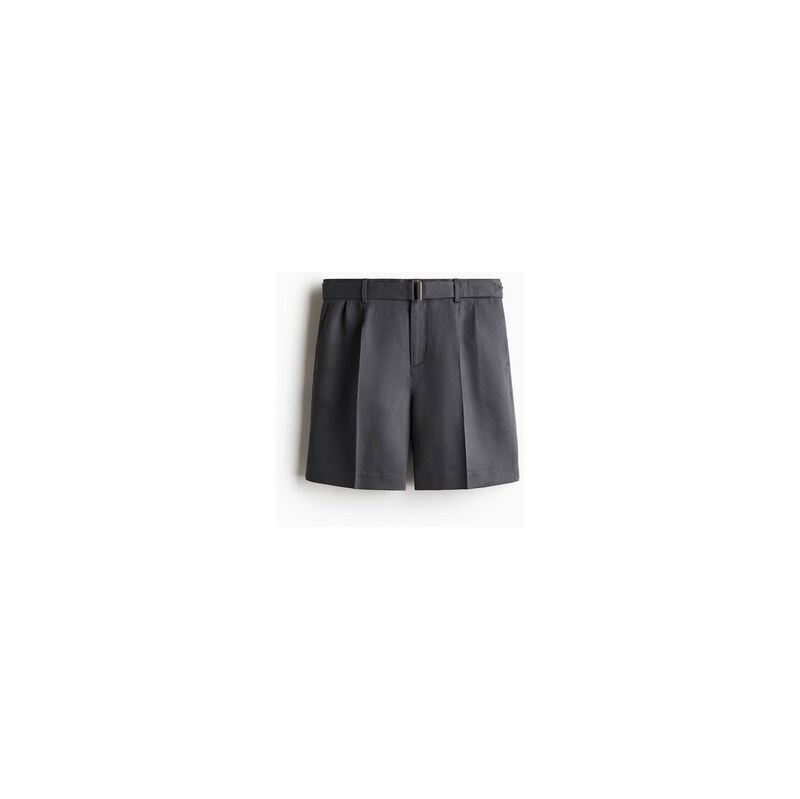 H&M - Elegantní šortky ze směsi lyocellu Relaxed Fit - Tmavě