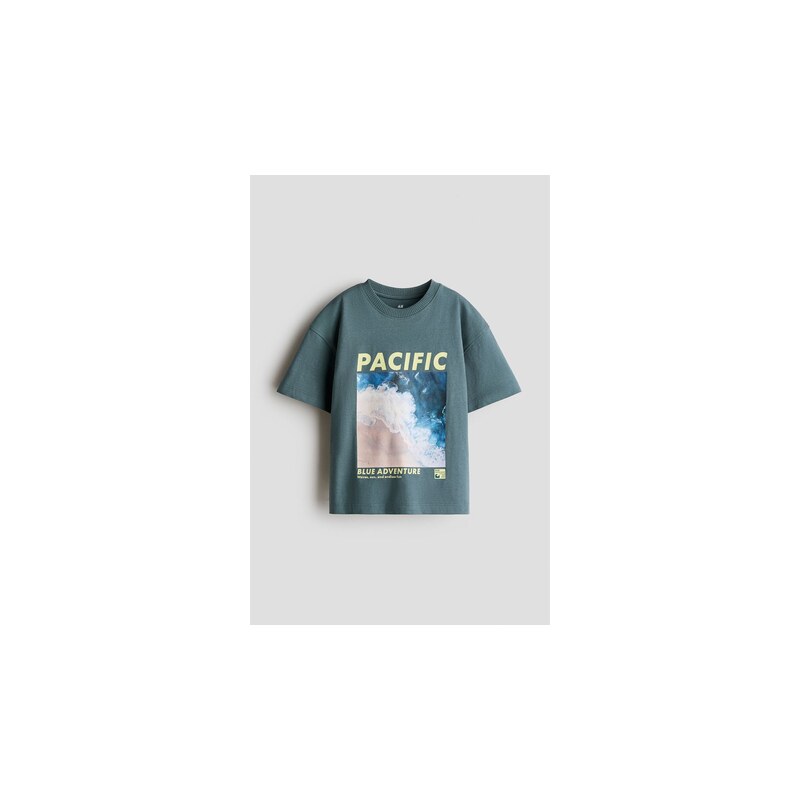 H&M - Tričkos potiskem - Tmavě Tyrkysová/Pacific