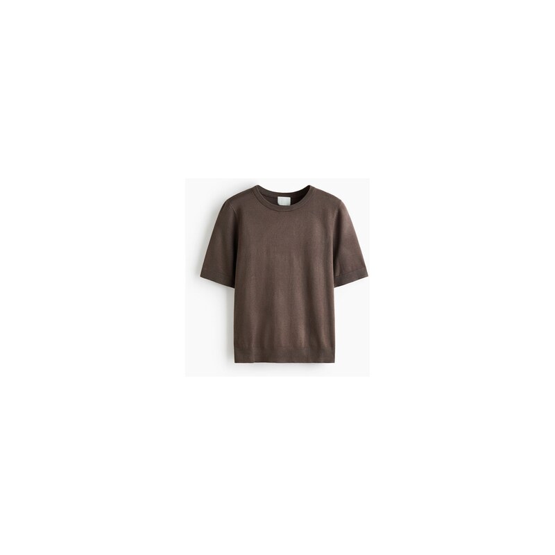 H&M - Top z jemného úpletu - Tmavá Hnědošedá