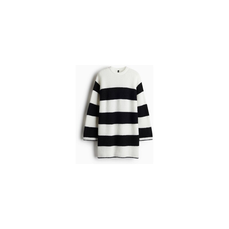 H&M - Šaty z žebrovaného úpletu - Krémová/Proužky