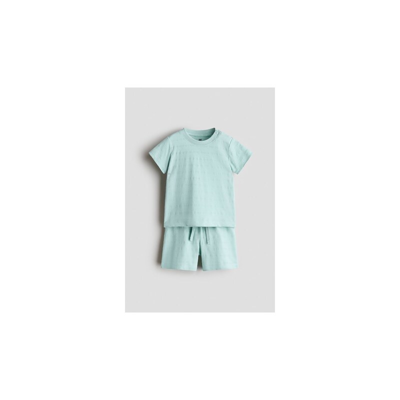 H&M - Dvoudílná souprava z bavlněného žerzeje - Tyrkysová