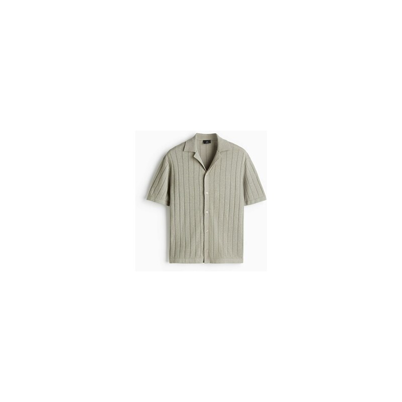 H&M - Košile resort z lněné směsi Regular Fit - Šalvějově Zelená