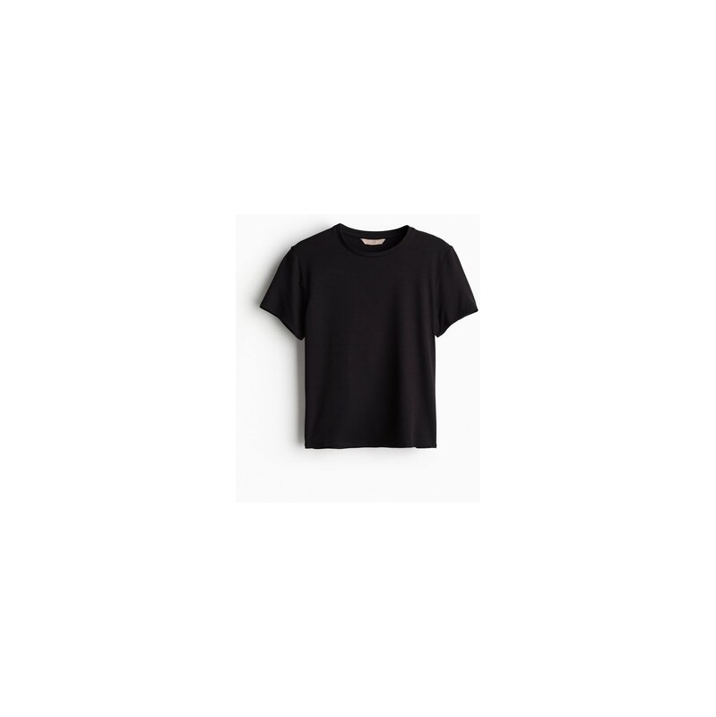 H&M - Žebrované tričko - Černá
