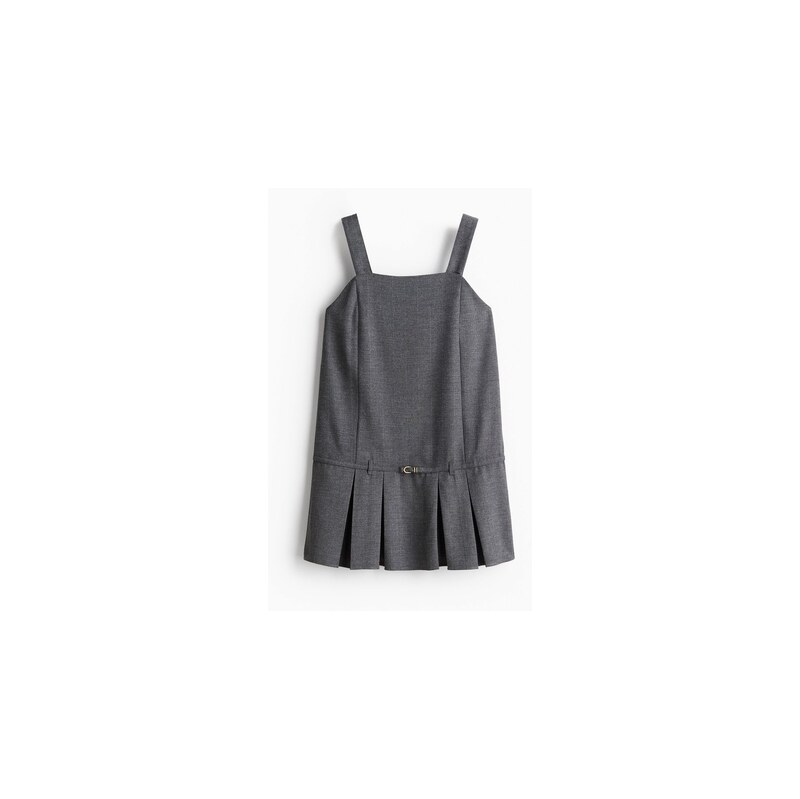 H&M - Šaty pinafore se skládanou sukní - Tmavě Šedá