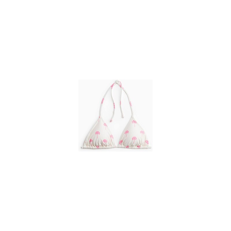 H&M - Vyztužená bikinová podprsenka - White/Palm Trees