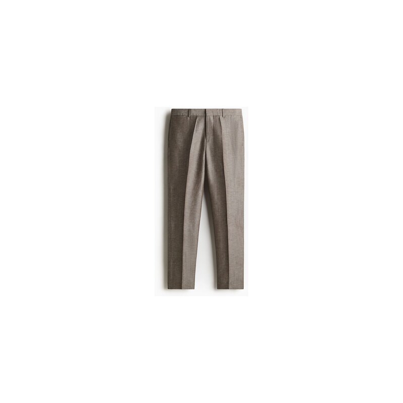 H&M - Společenské kalhoty z vlněné směsi Slim Fit - Tmavě Béžová