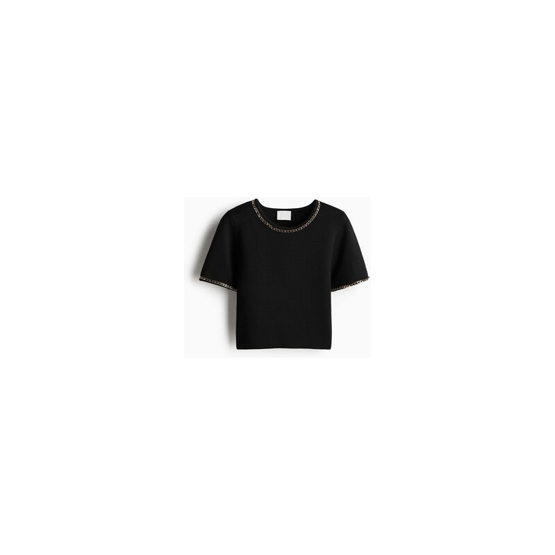 H&M - Pletený tops řetízkovým detailem - Černá