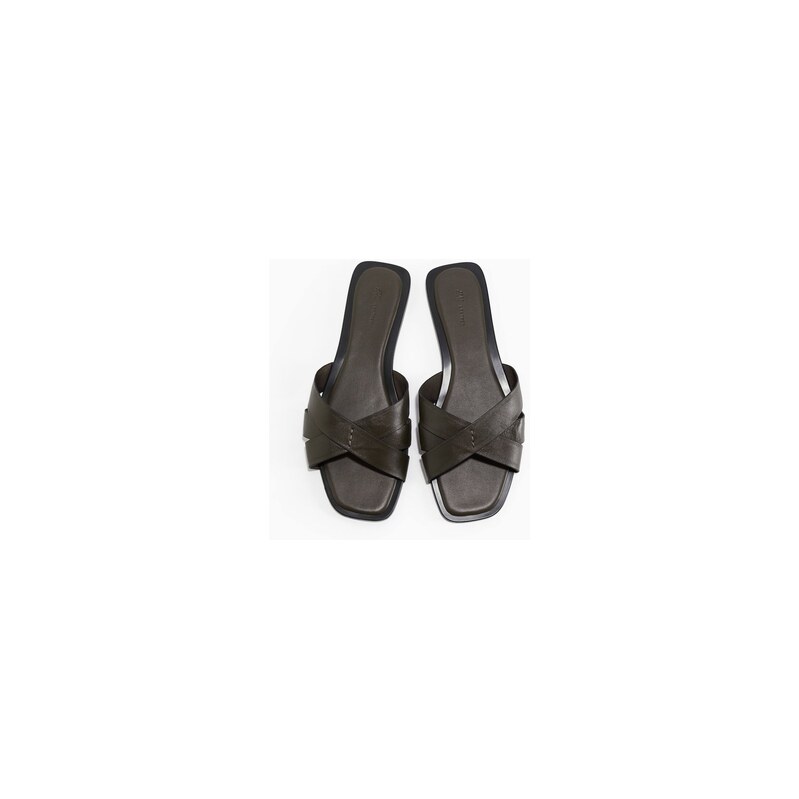 H&M - Kožené sandály - Tmavě Zelená Khaki